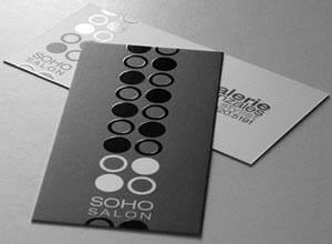 black and white business card with spot uv