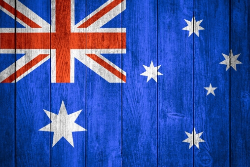 Australian flag on wood material