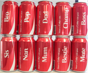 Customised Coca-Cola cans