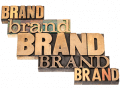 The word "Brand" written in different fonts