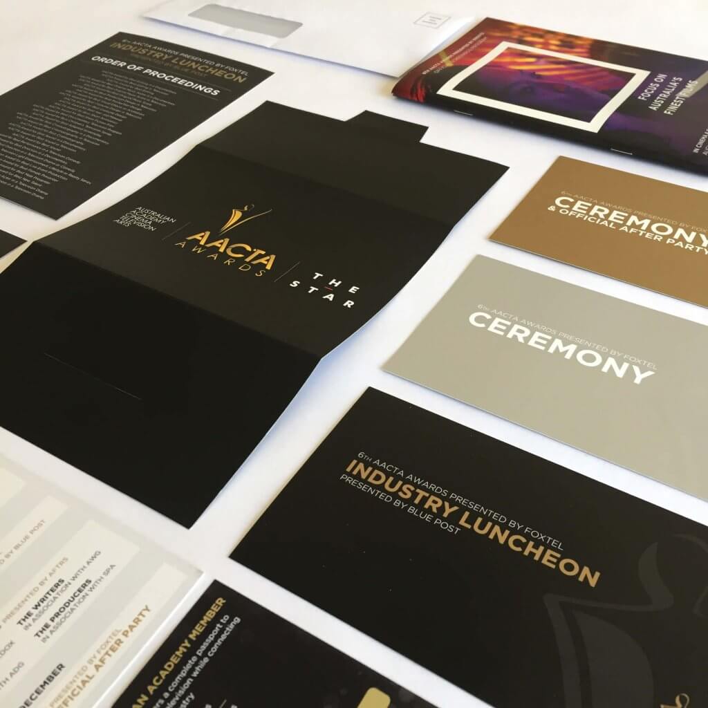 Printed event material for the AACTA awards - printing case study