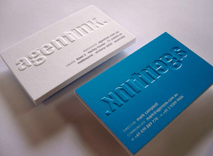Embossed Business Cards: white and blue