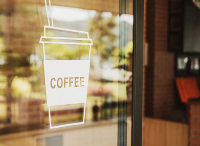 Shop front signage: coffee decal sign