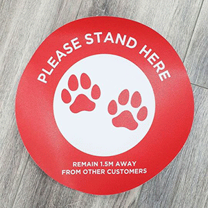 Floor decals for a veterinary clinic printed by Kwik Kopy Clayton