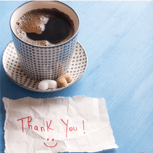 Personalised Thank you note with coffee